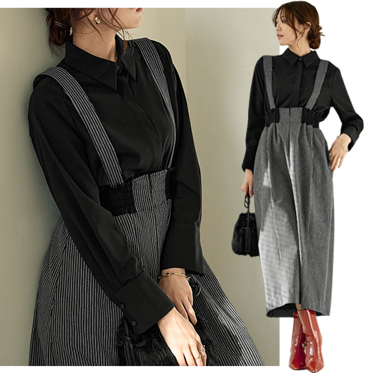 COCOON SKIRT WITH SUSPENDERS