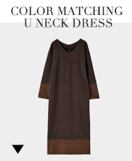COLOR MATCHING U NECK DRESS