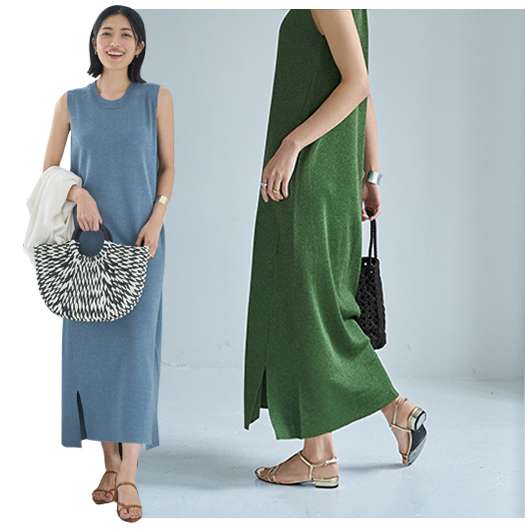 COLOR MATCHING U NECK DRESS