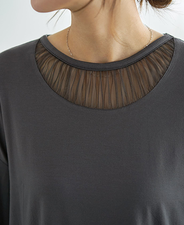 COLOR MATCHING U NECK DRESS