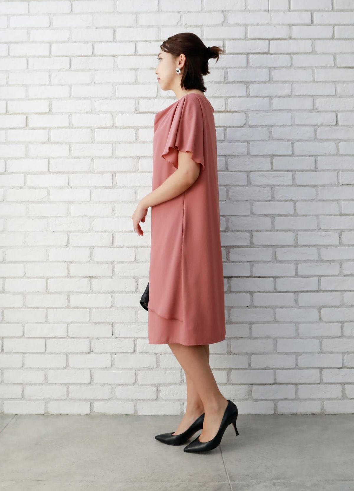 着用イメージ 157cm ダークピンク