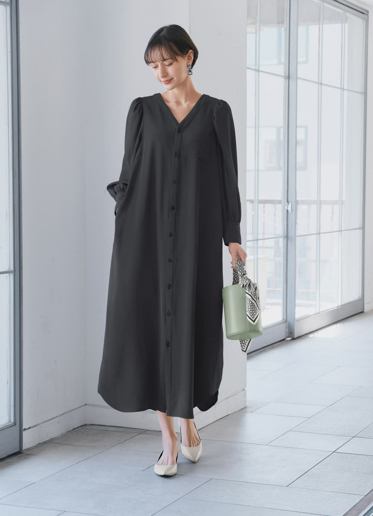 着用イメージ 168cm グレイッシュホワイト