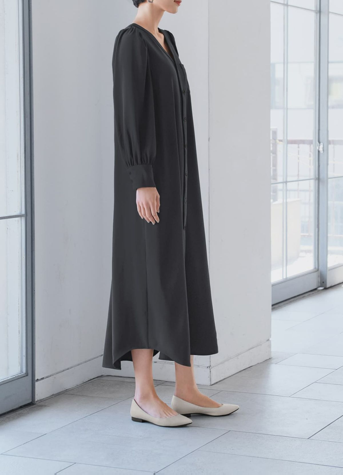 着用イメージ 168cm グレイッシュホワイト