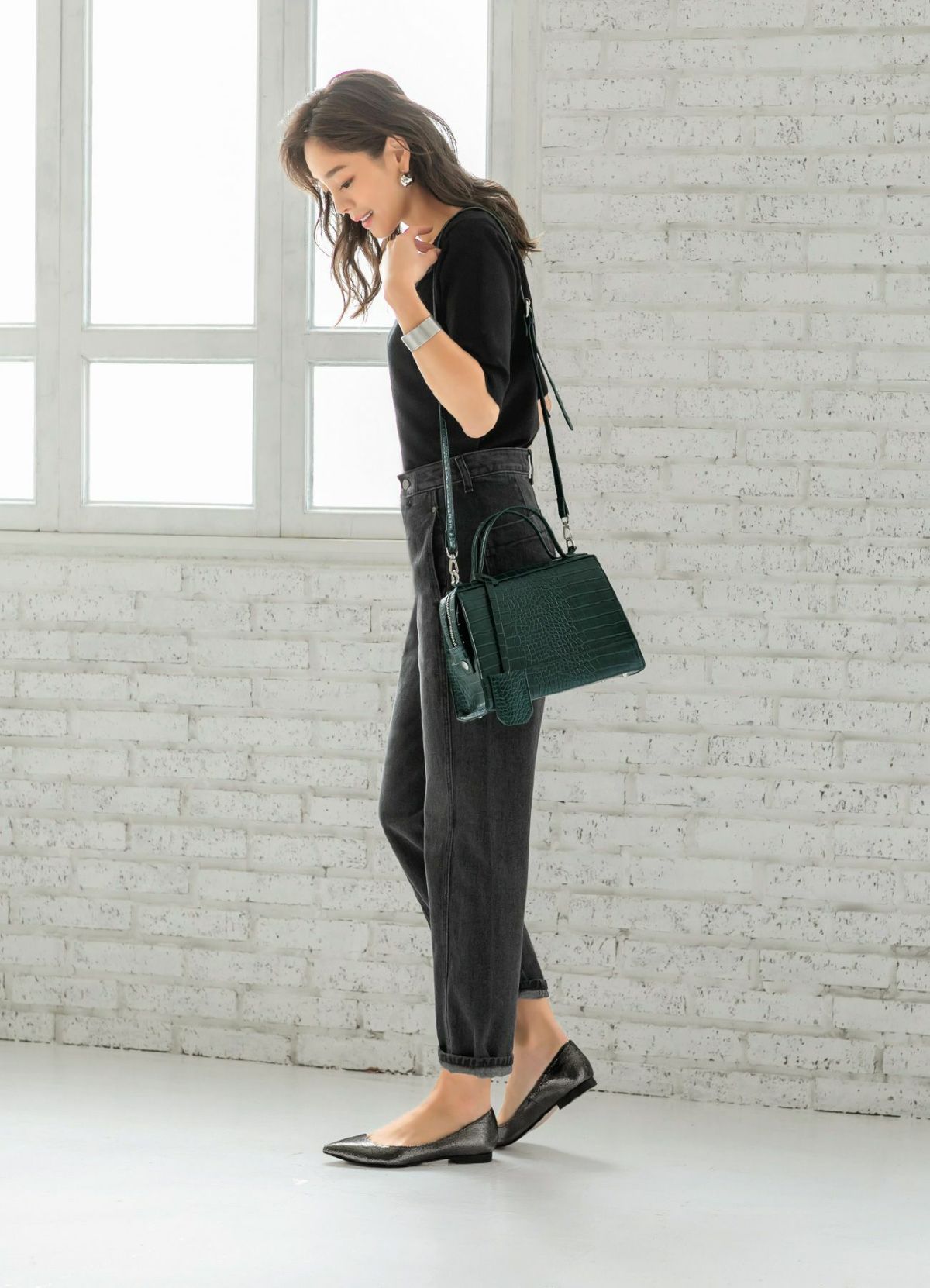 着用イメージ 166cm メタリック