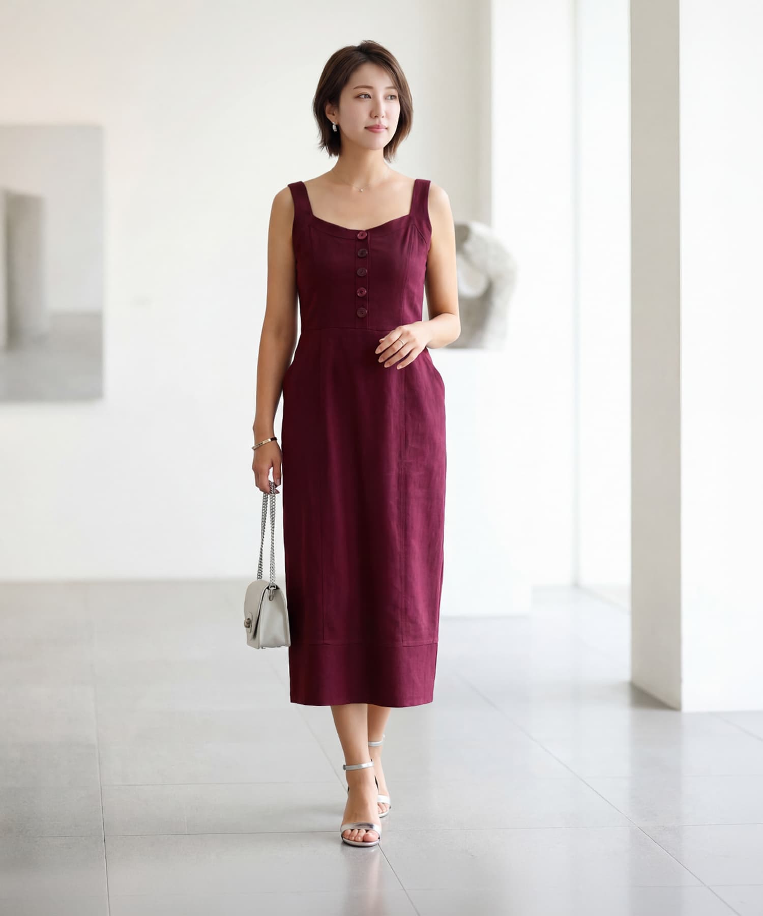 【LUXE】リネン混リゾートサマードレス【OUTLET】
