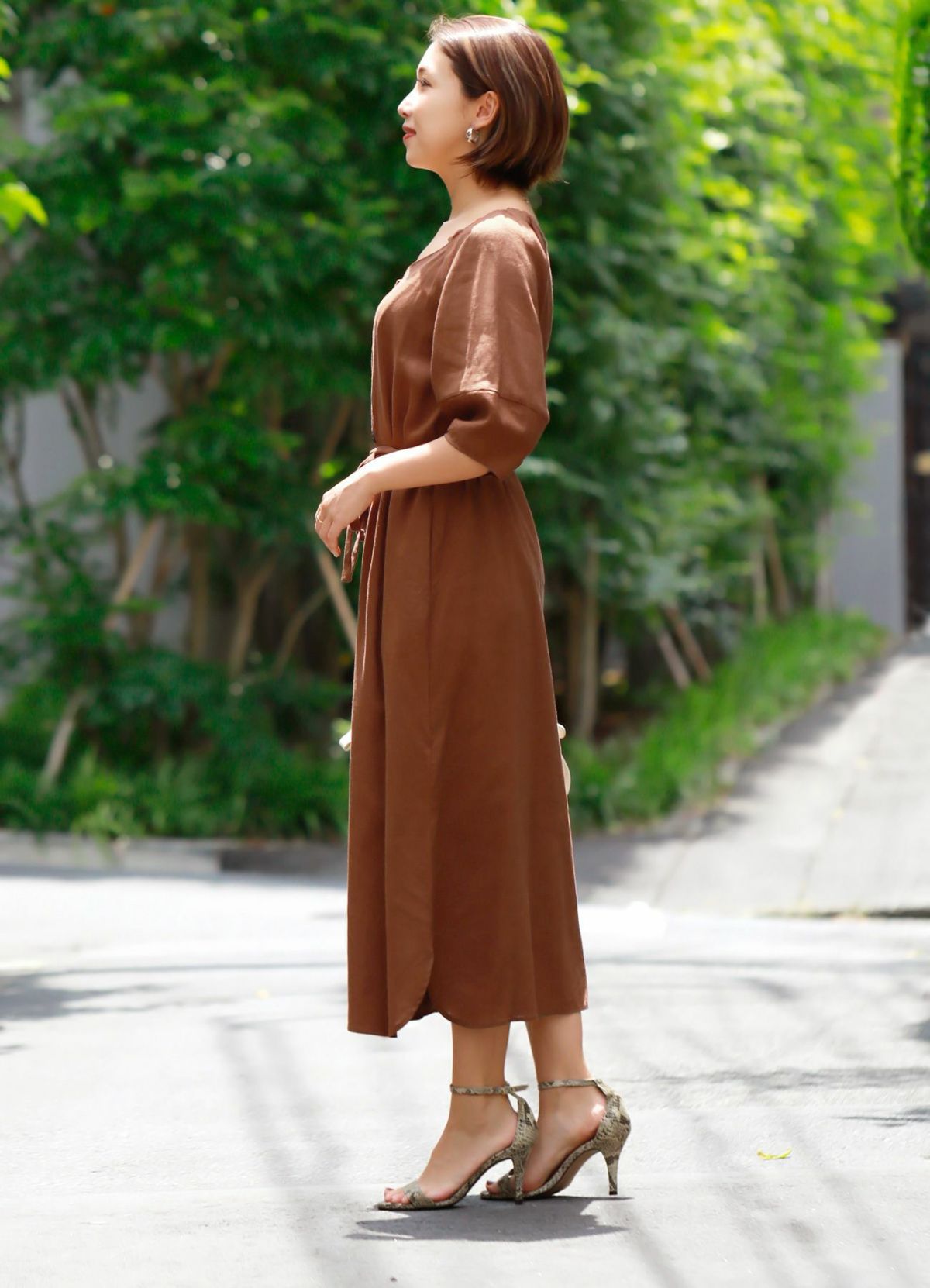 着用イメージ 157cm ブラウン
