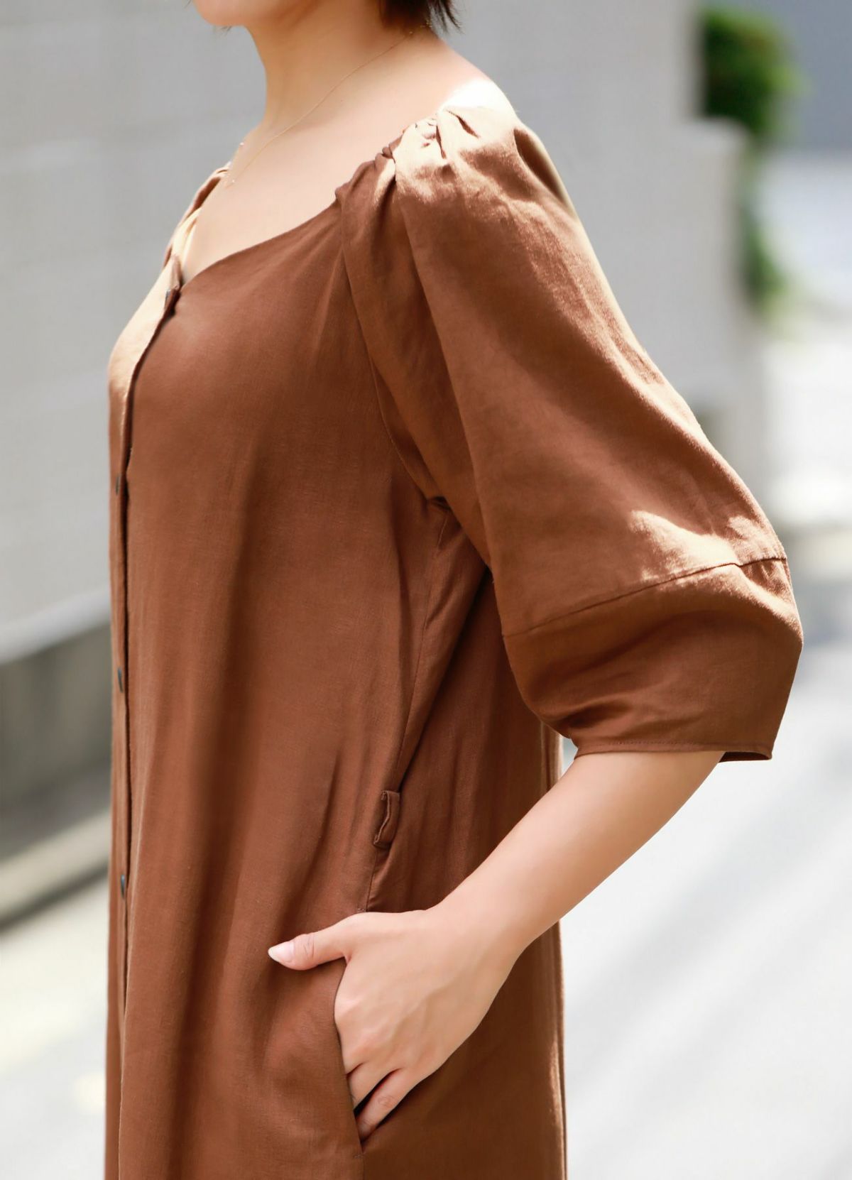 着用イメージ 157cm ブラウン