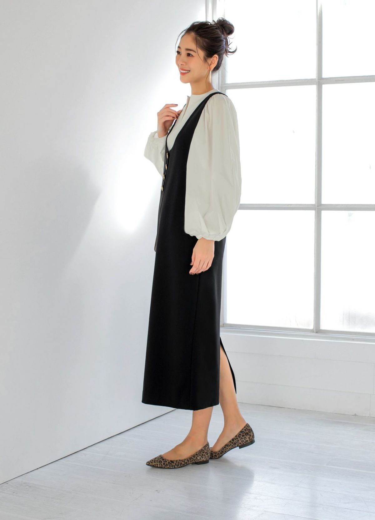 着用イメージ 166cm ダークベージュミックス