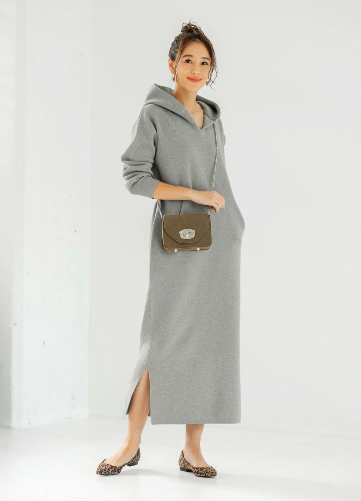 着用イメージ 166cm ダークベージュミックス
