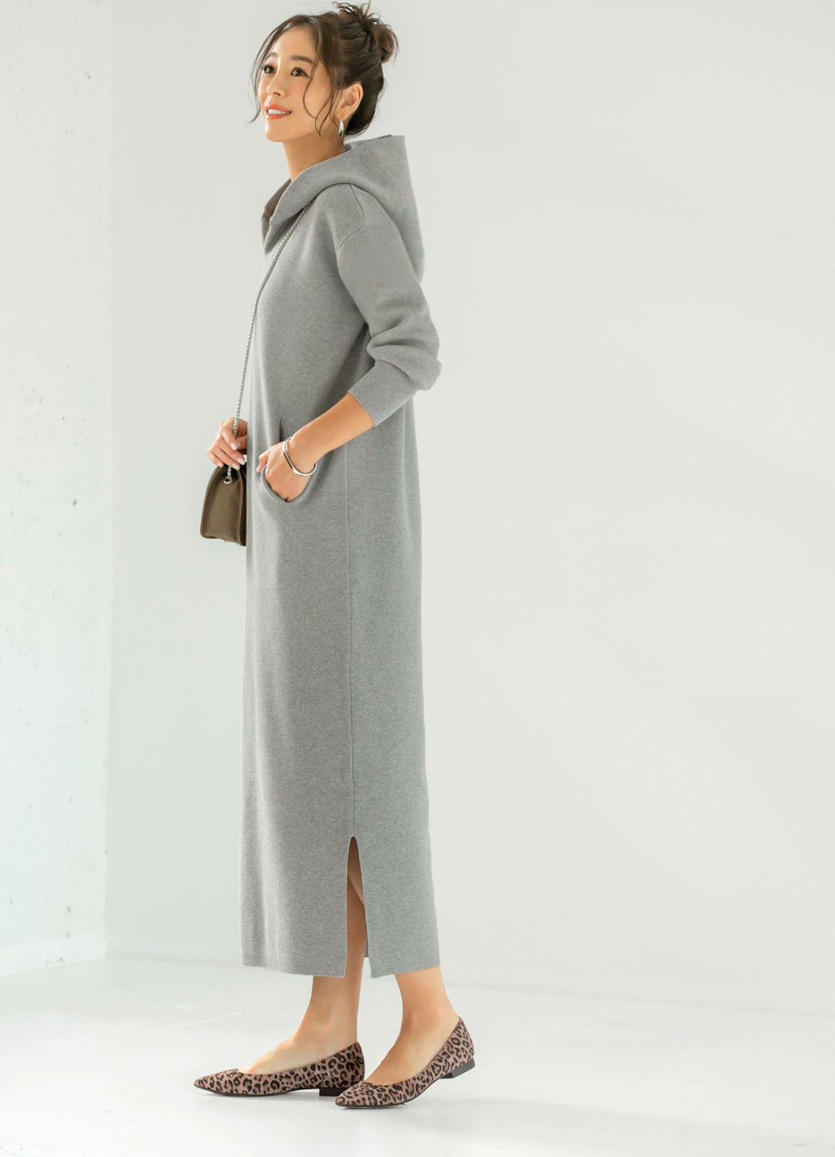 着用イメージ 166cm ダークベージュミックス