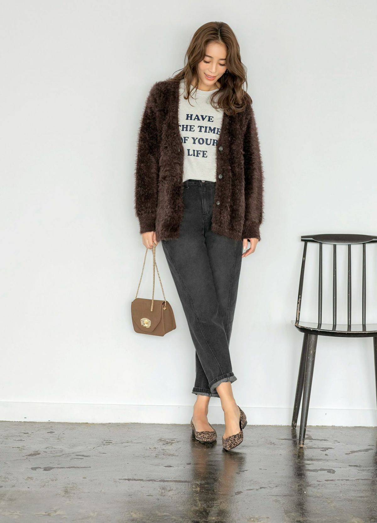 着用イメージ 166cm ダークベージュミックス