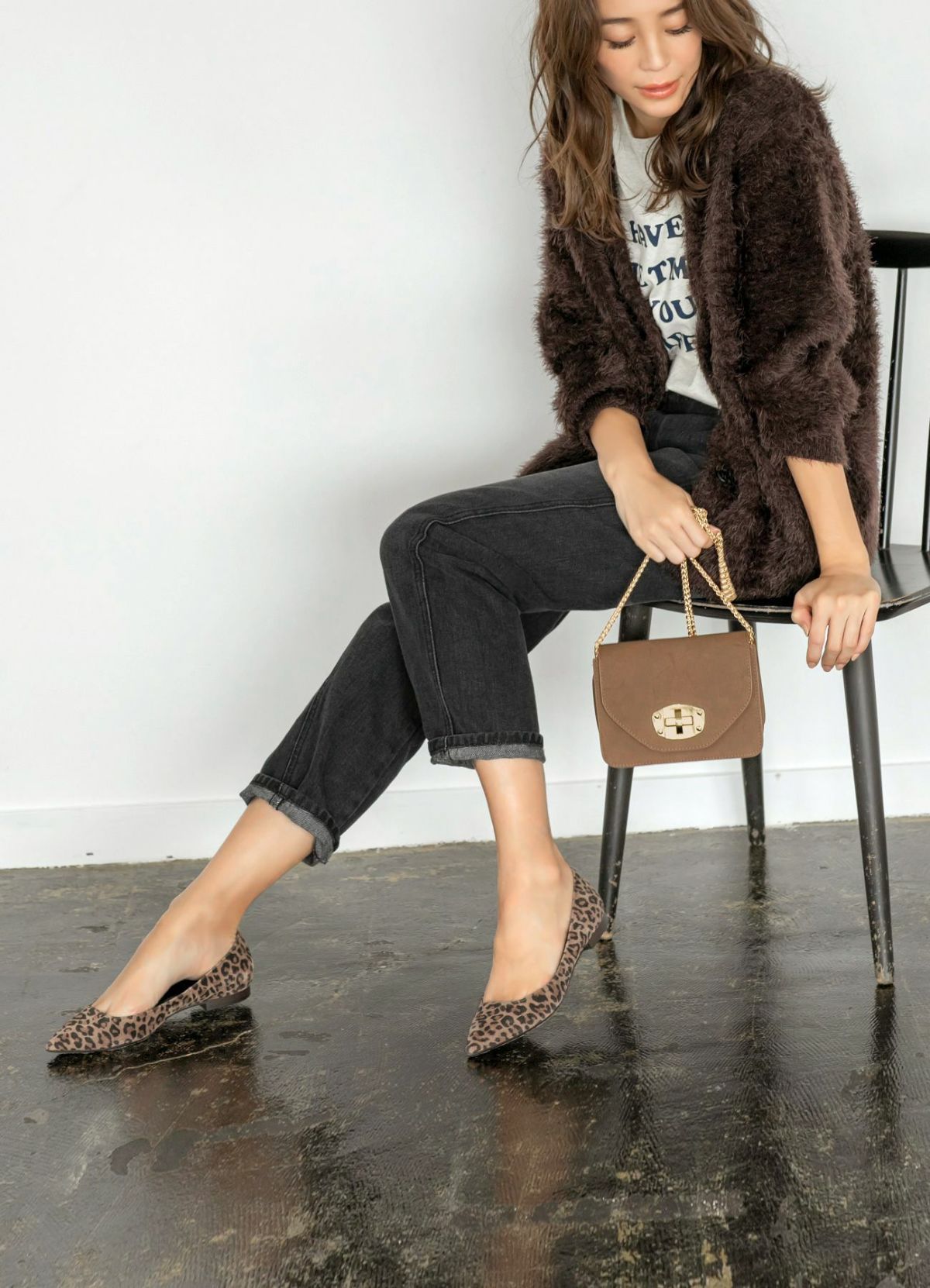 着用イメージ 166cm ダークベージュミックス