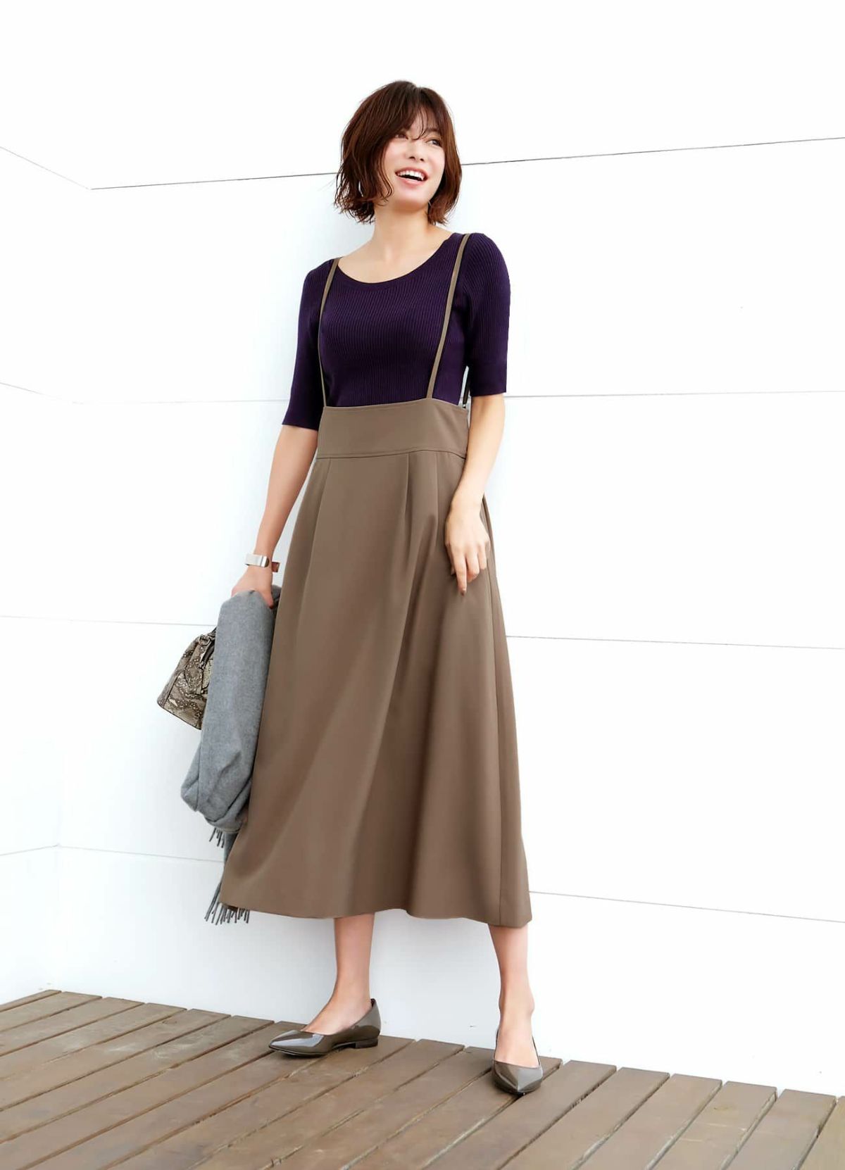 着用イメージ 169cm セピアグレー