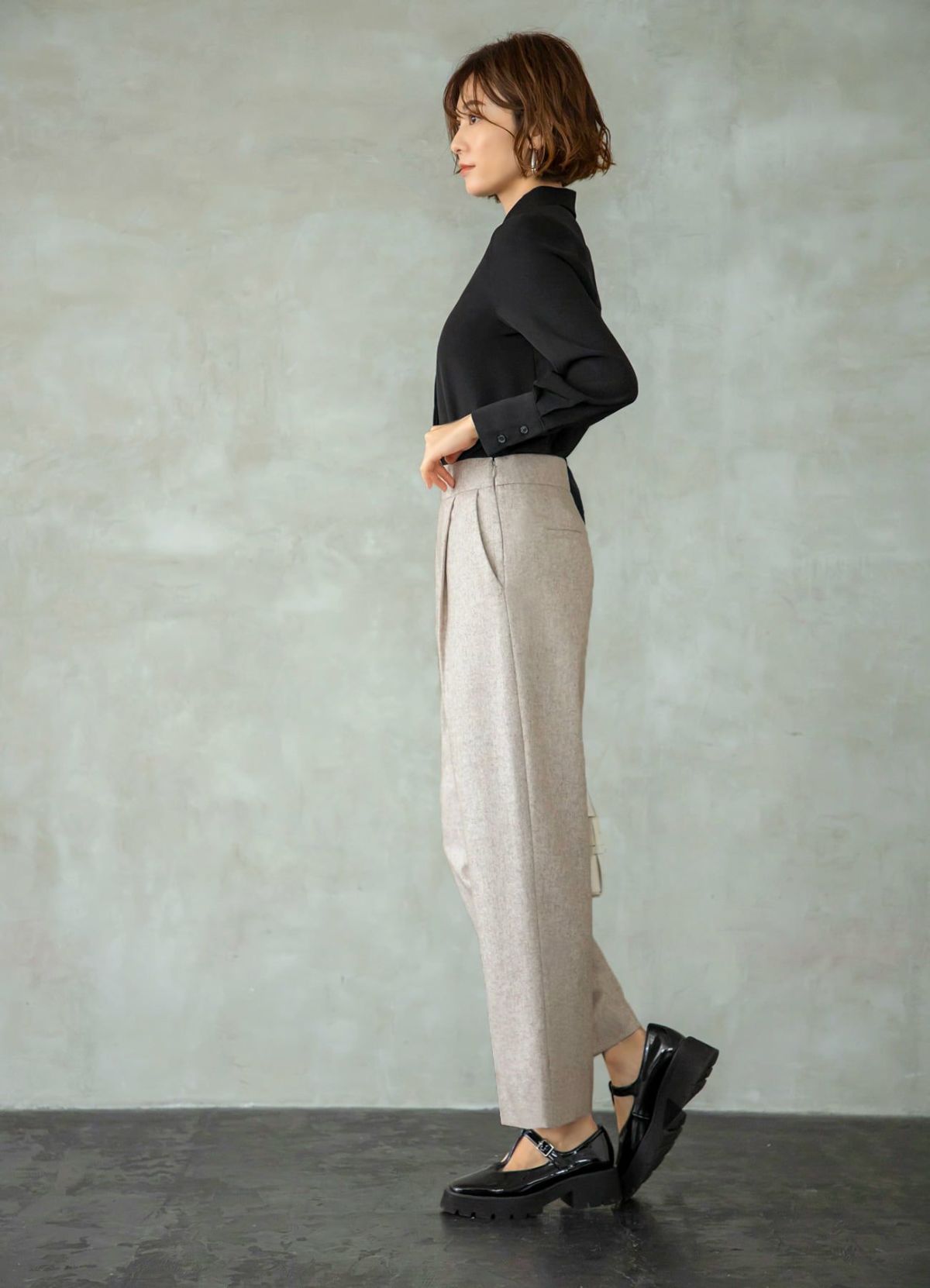 着用イメージ 170cm 着用サイズ S-02 グレージュミックス