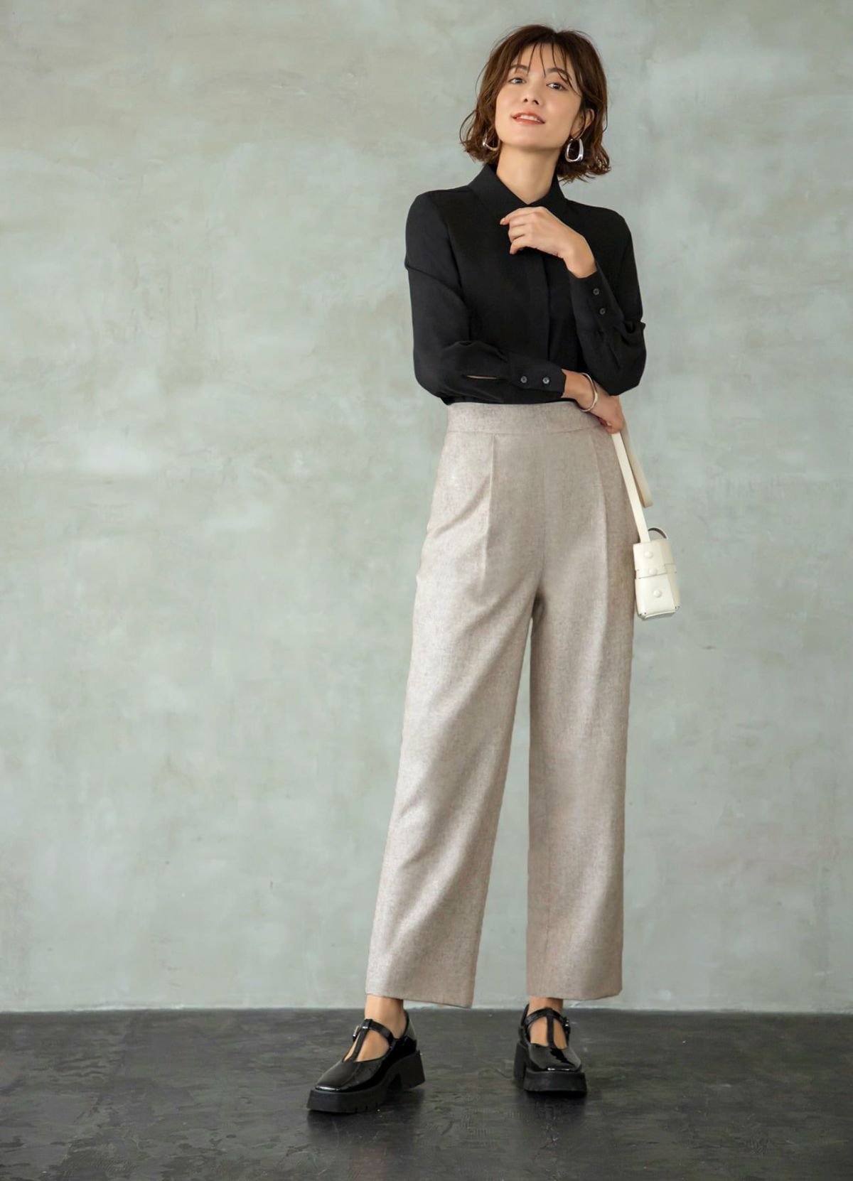 着用イメージ 170cm 着用サイズ S-02 グレージュミックス