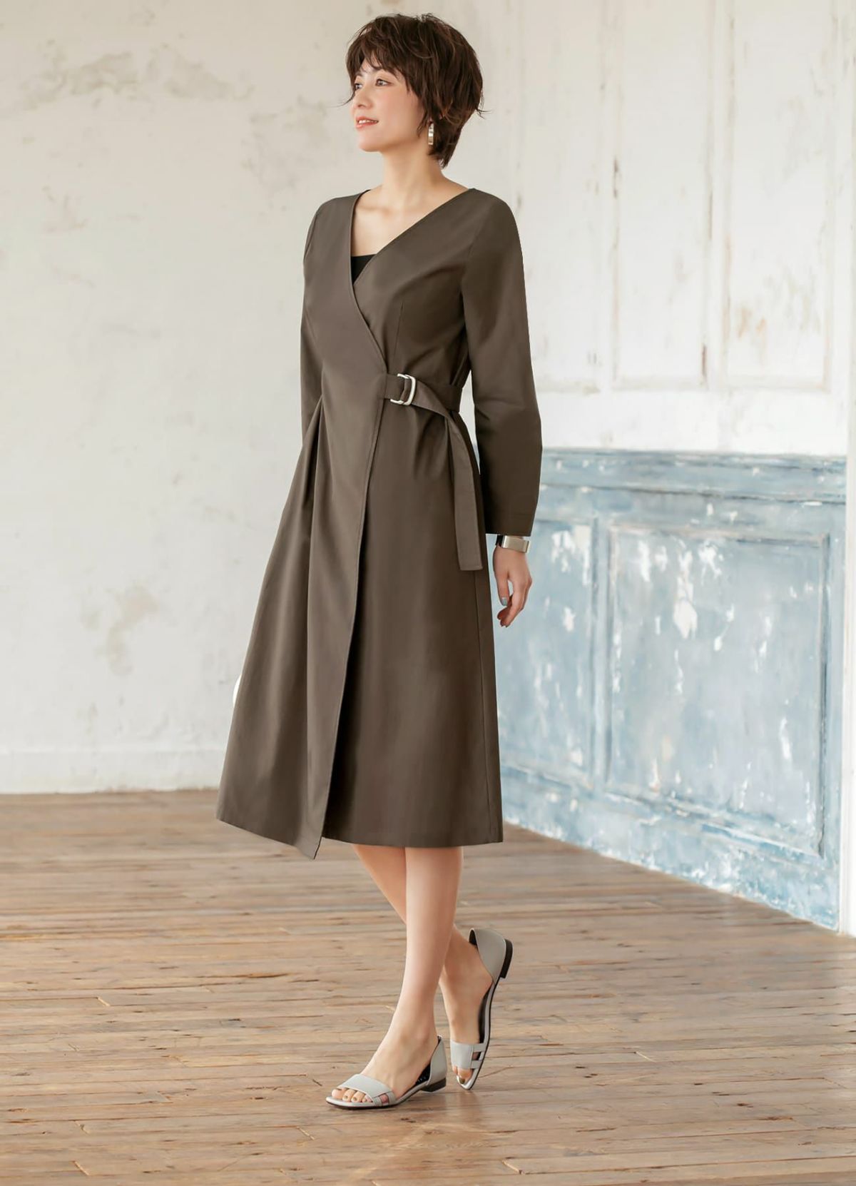 普通身長でミモレ丈になる、品の良い丈感