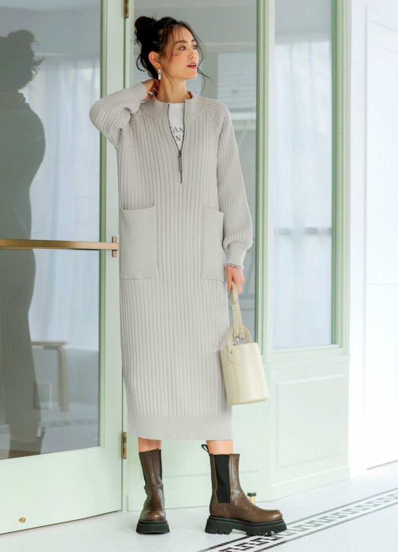 Luxe コットンリブ編みジップアップワンピース おしゃれな大人レディースファッション通販style Deli Luxe コットンリブ編みジップアップワンピース おしゃれな大人レディースファッション通販style Deli