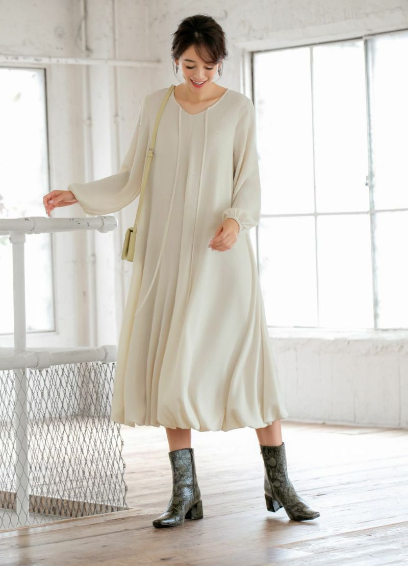 Luxe 楊柳ボリューム裾バルーンワンピース おしゃれな大人レディースファッション通販style Deli Luxe 楊柳ボリューム裾バルーンワンピース おしゃれな大人レディースファッション通販style Deli