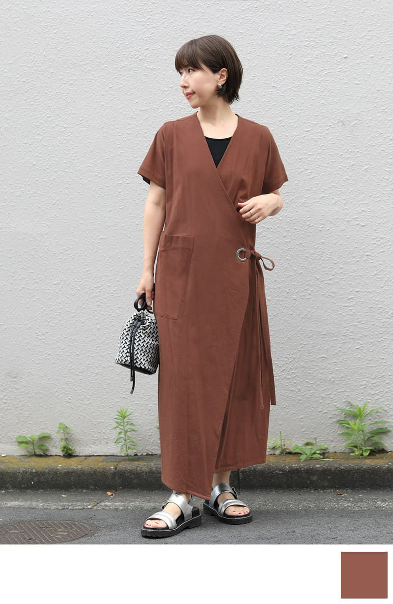 LUXE】タイ付きドレープロングワンピース（ワンピース）｜STYLE