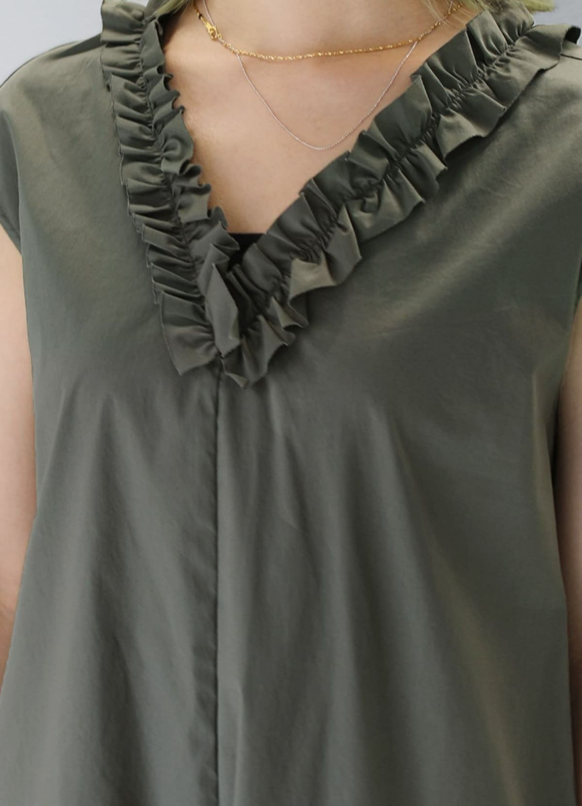 フリルロングラインワンピース【OUTLET】