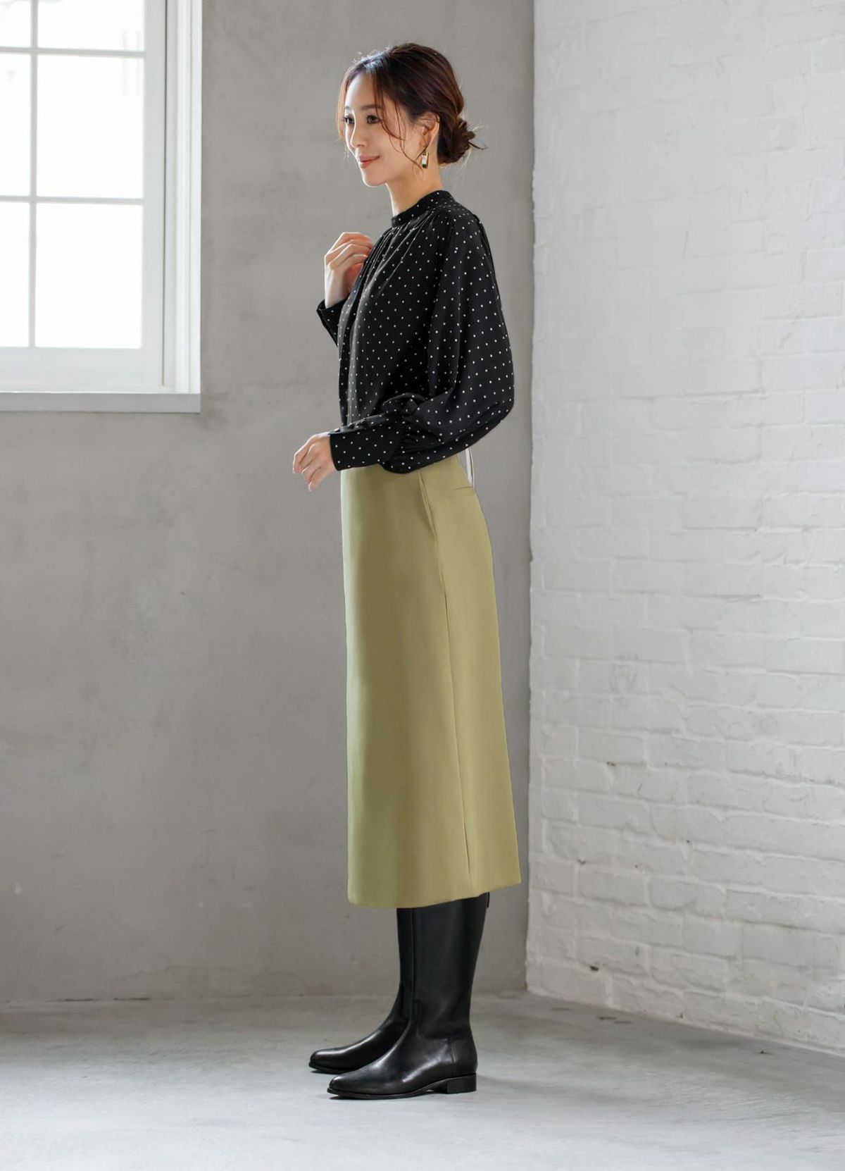 着用イメージ 166cm オリーブベージュ 着用サイズ：S