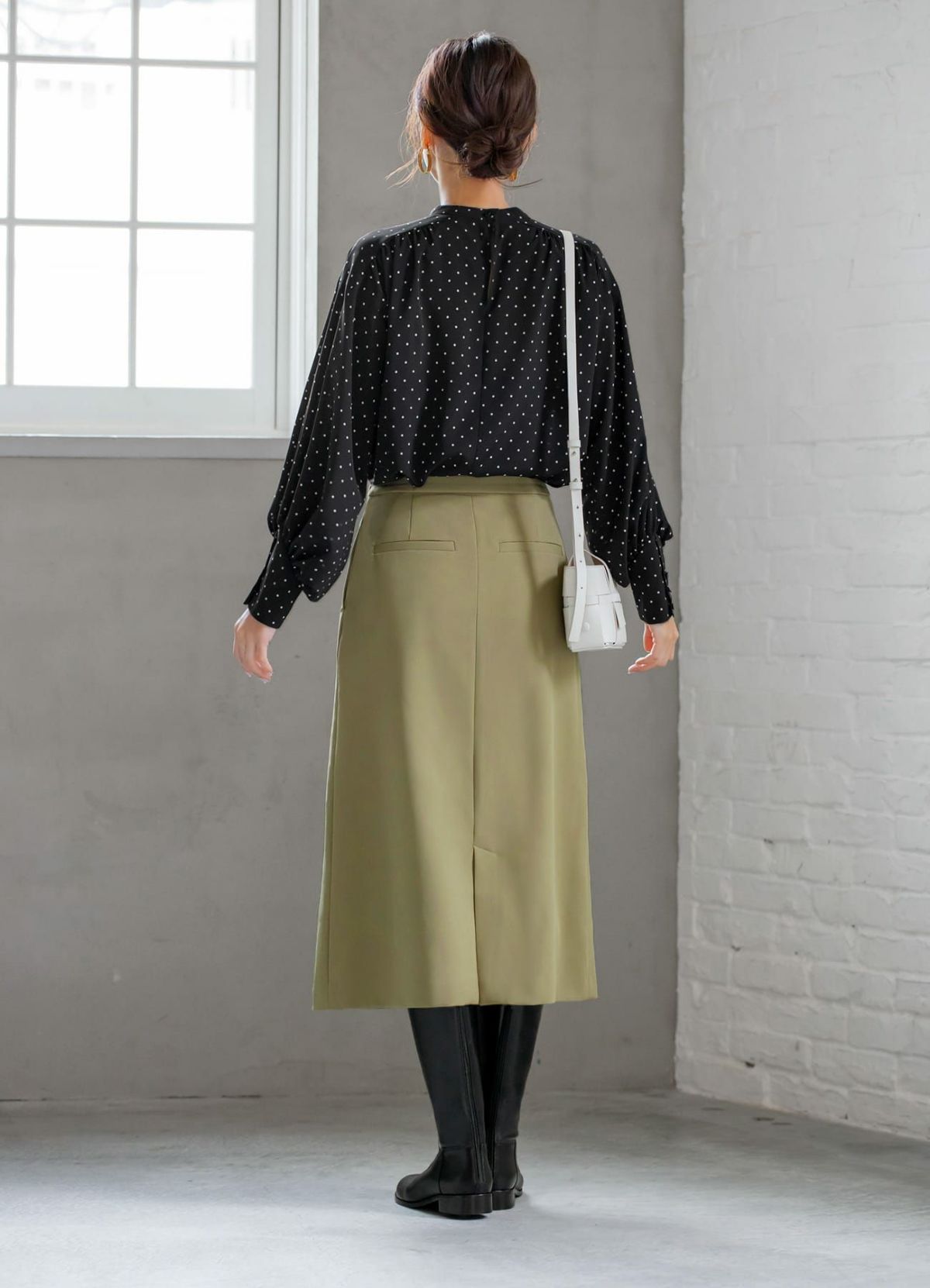着用イメージ 166cm オリーブベージュ 着用サイズ：S