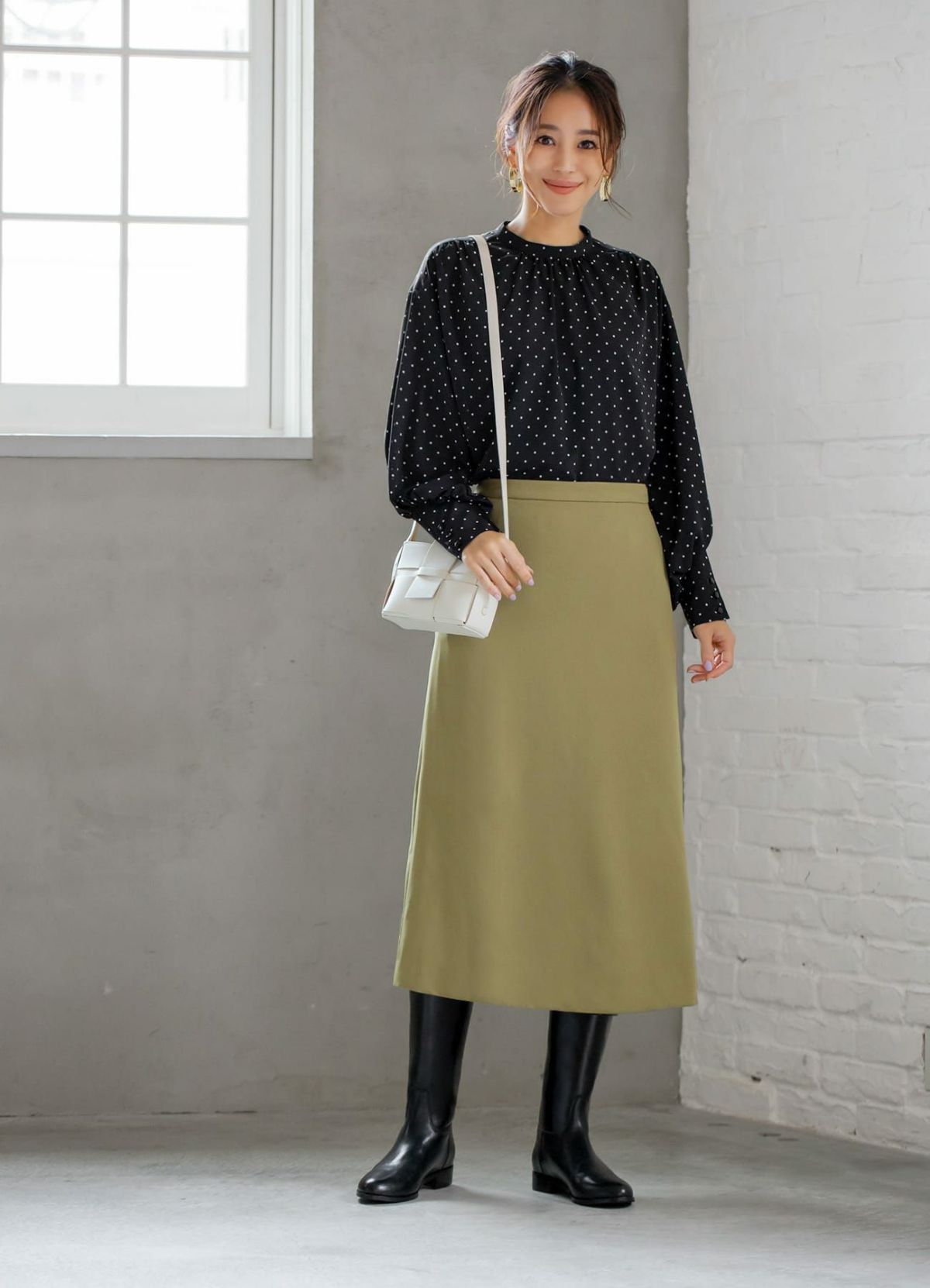 【LUXE】76cm丈ダブルクロスAラインスカート