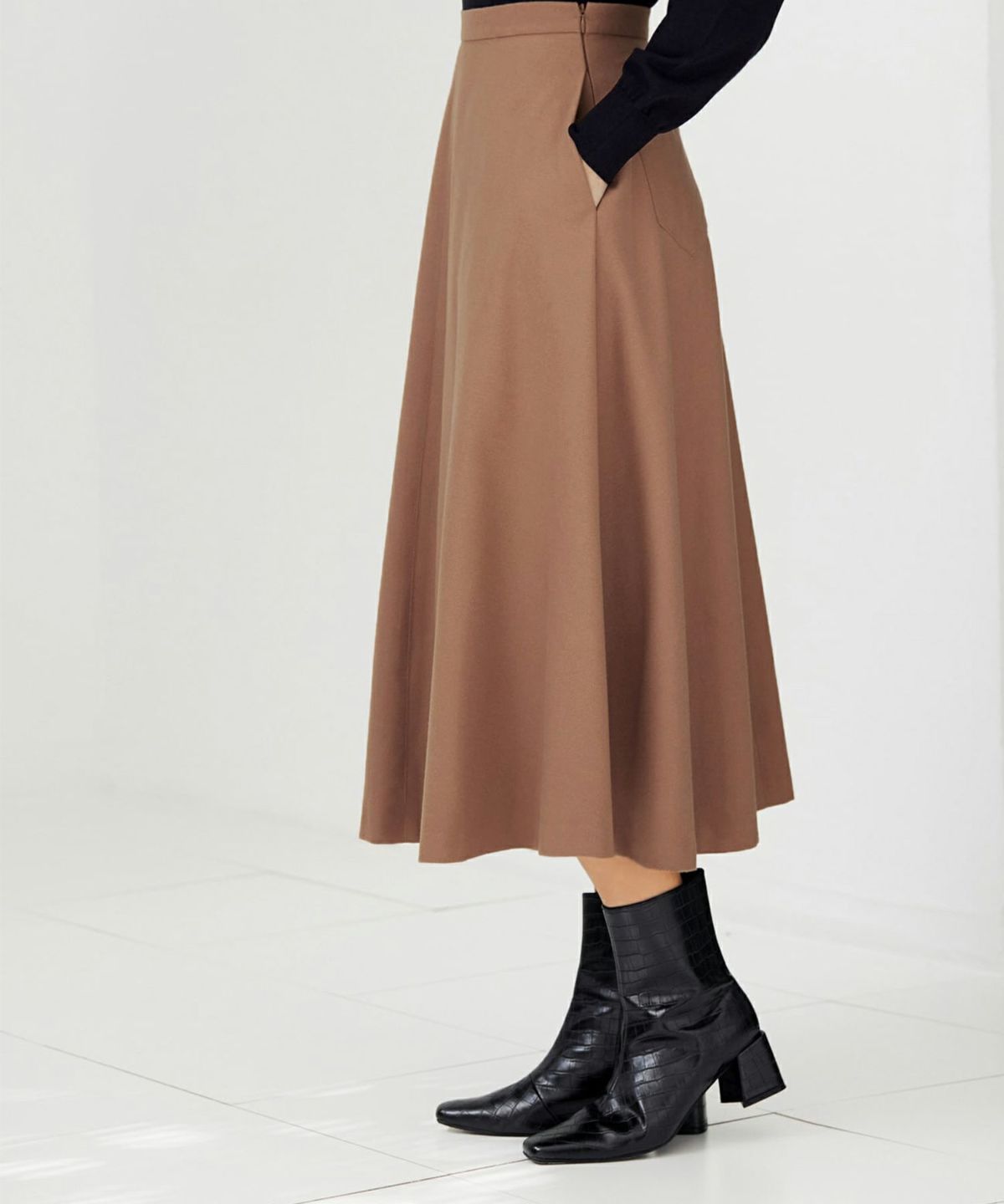 着用イメージ 166cm キャメル　着用サイズ:S