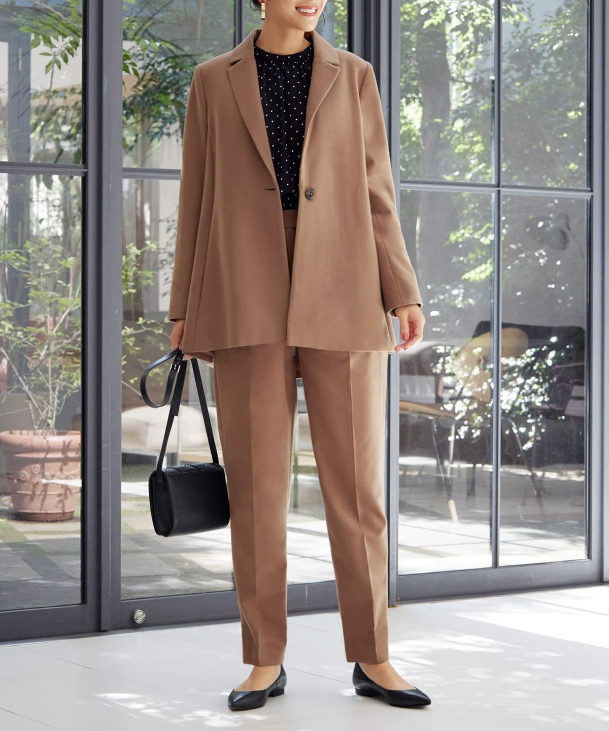 着用イメージ 166cm キャメル　着用サイズ：S