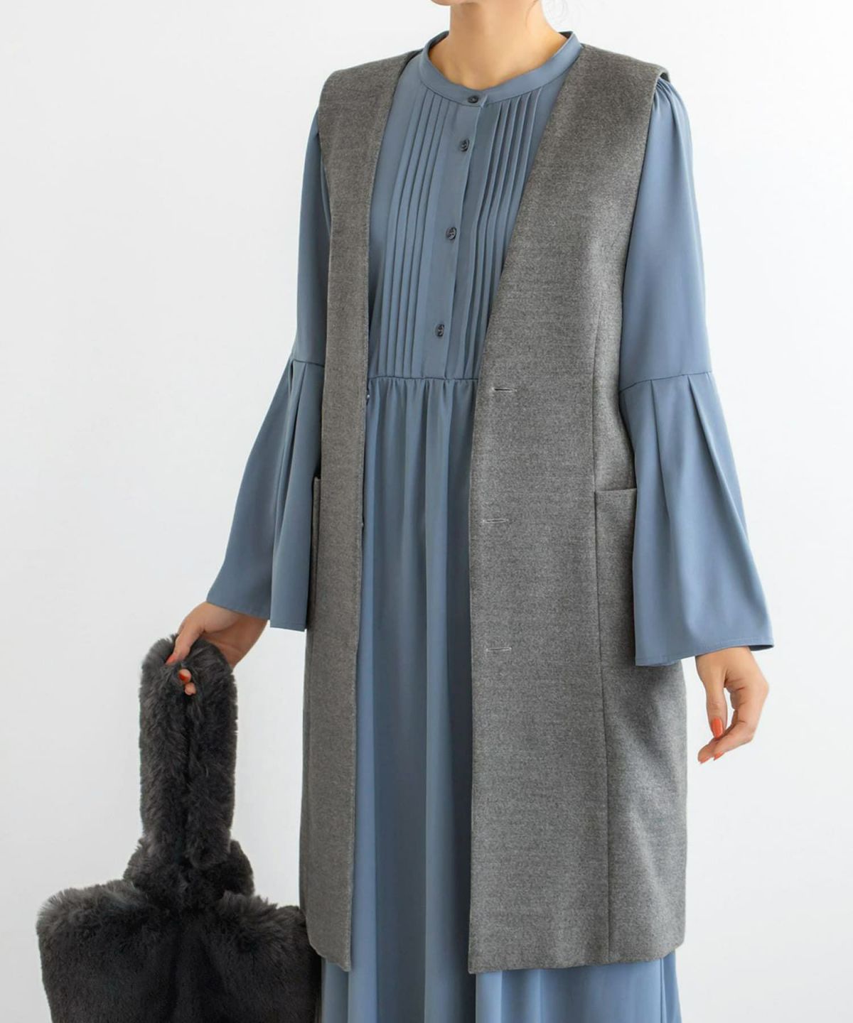 着用イメージ 166cm スモーキーブルー 02サイズ