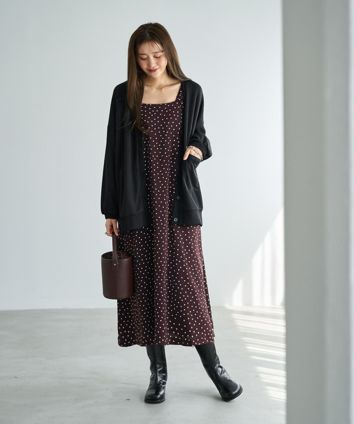 着用イメージ 166cm ワインブラウン 02サイズ
