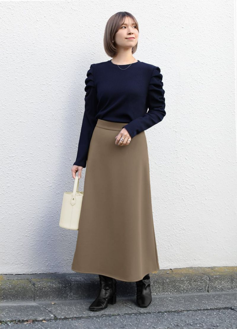 ショルダーギャザーリブトップス【OUTLET】