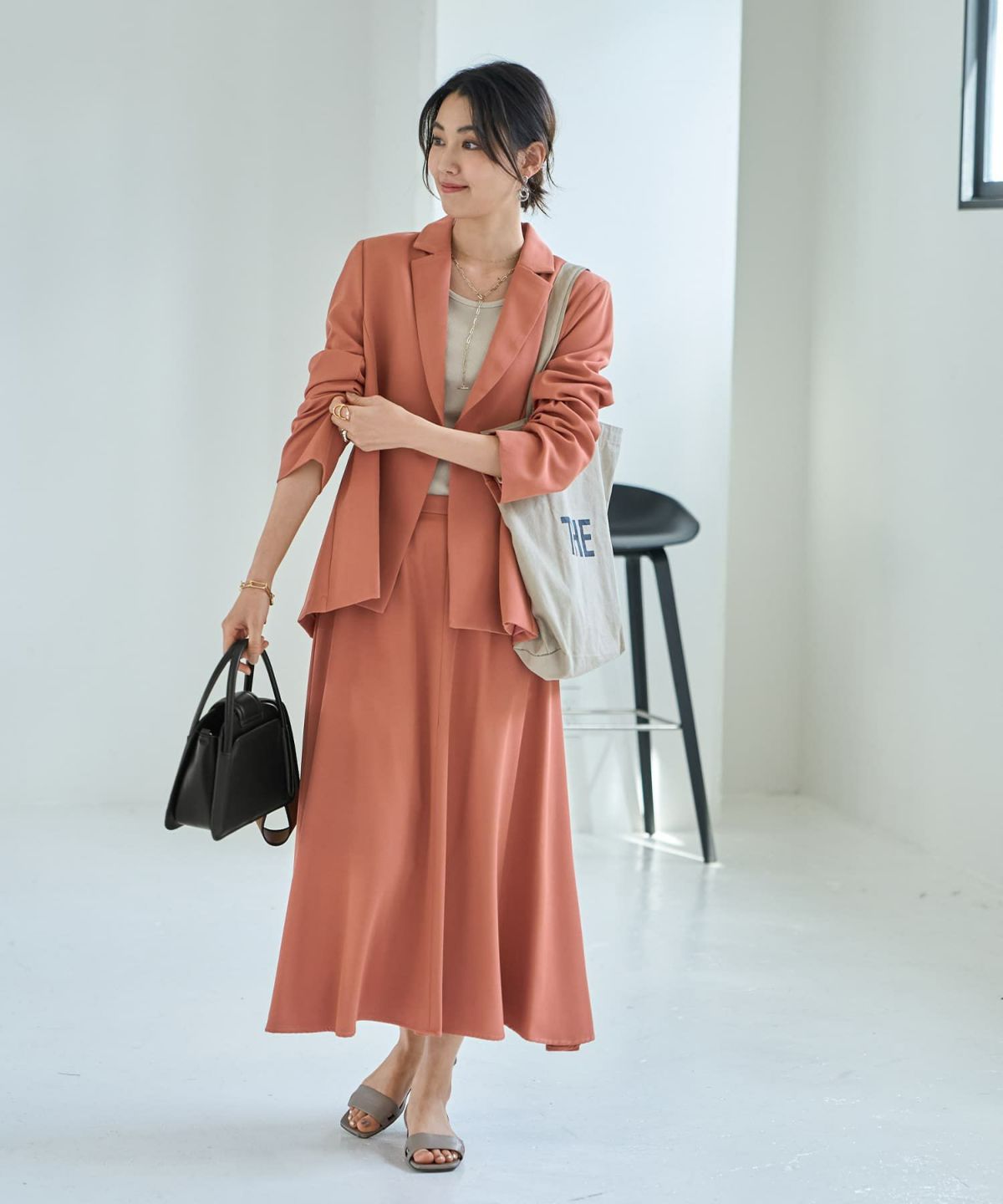 着用イメージ 167cm ダークピーチ