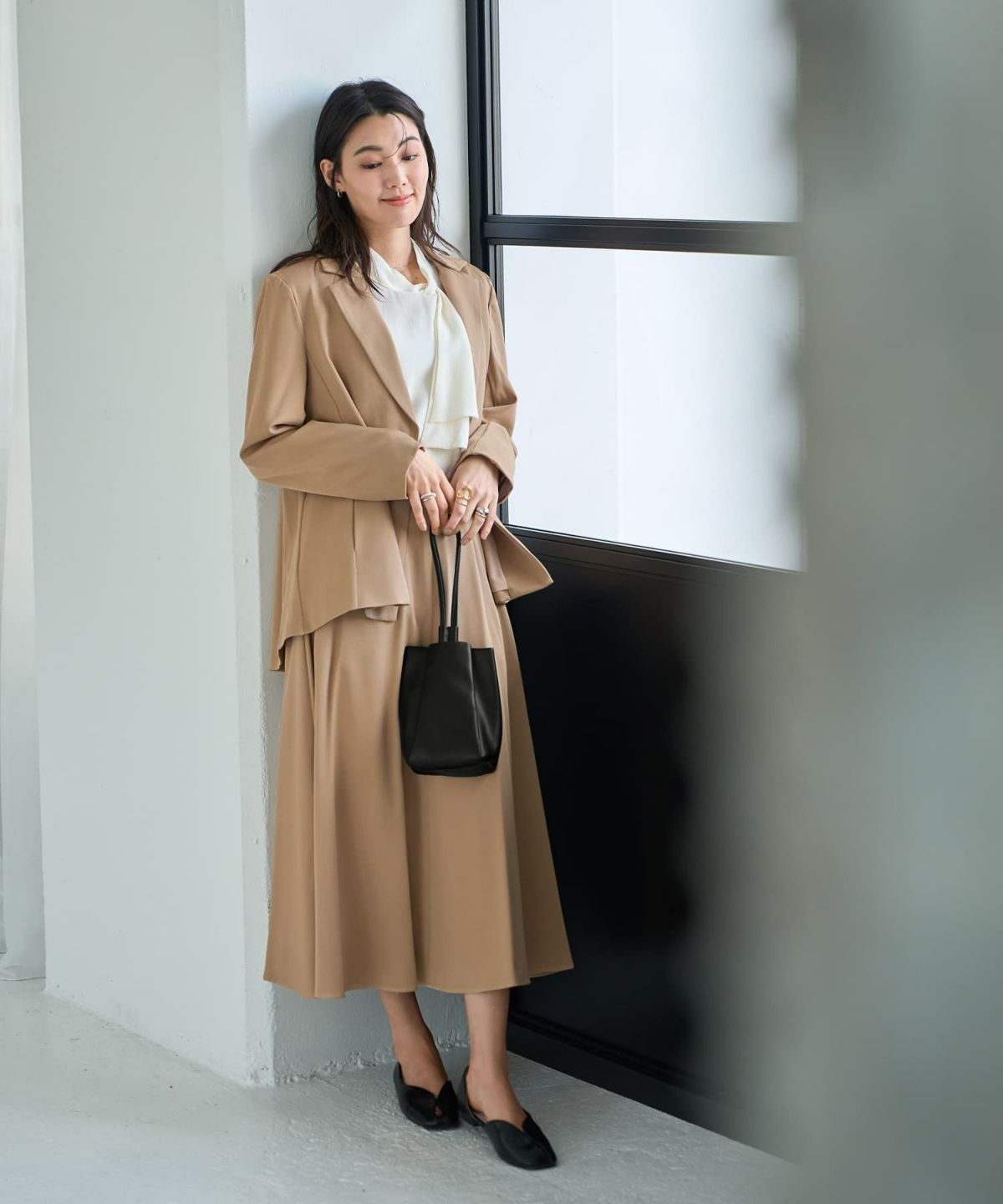 着用イメージ 167cm ベージュ