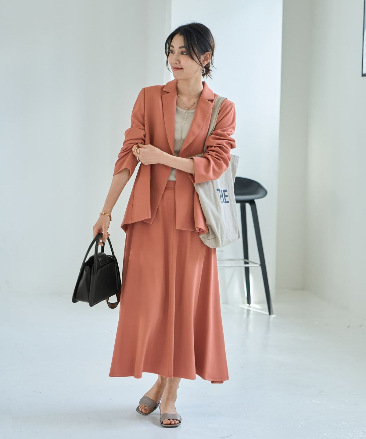 着用イメージ 167cm Sサイズ 82cm丈  ダークピーチ