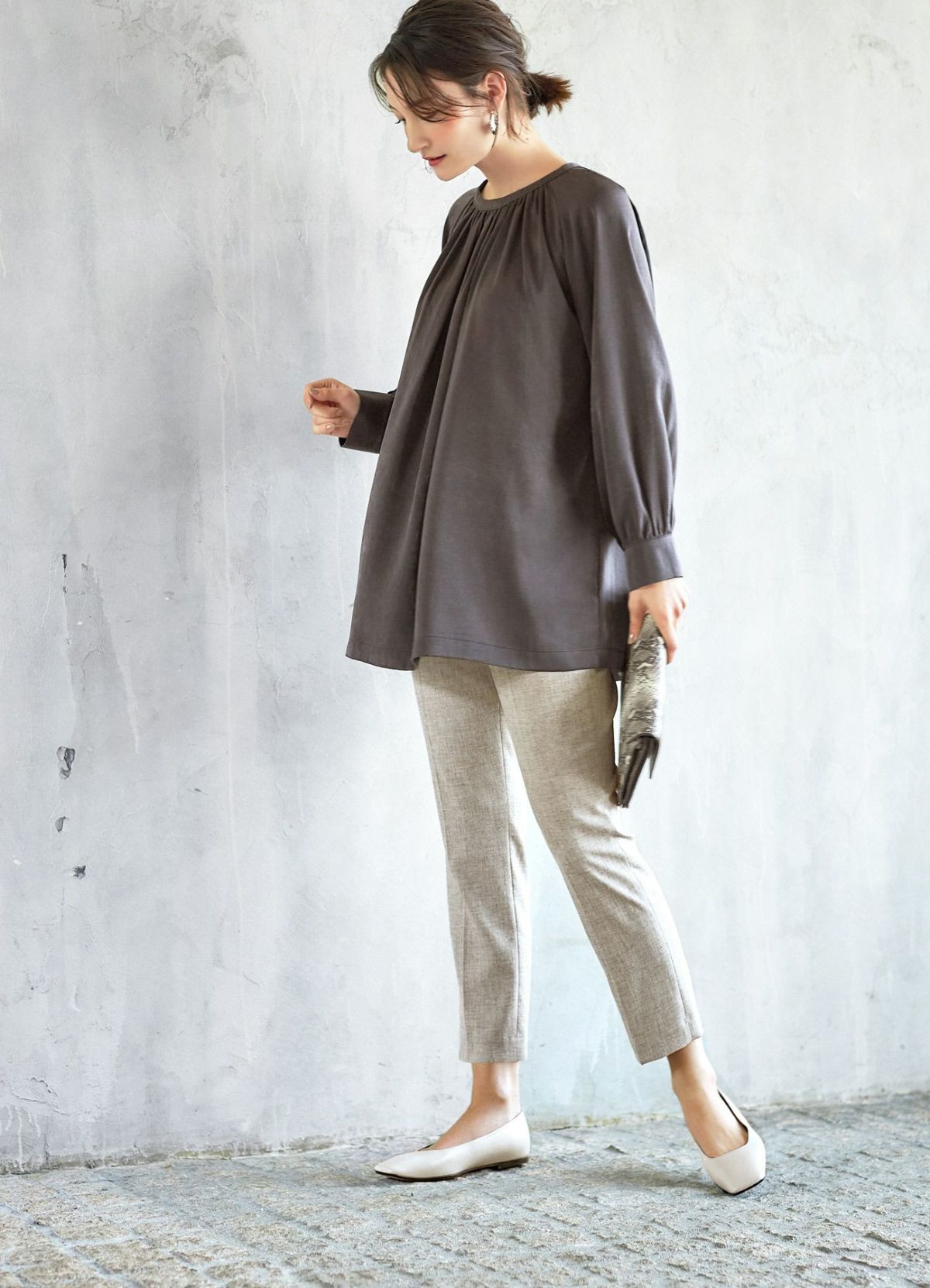 【Made in JAPAN】スクエアトゥフラットパンプス／スムースGWT