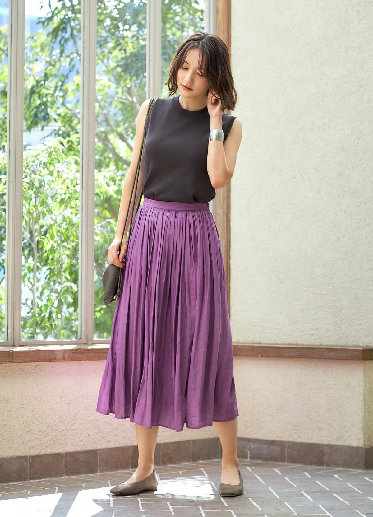 【Made in JAPAN】スクエアトゥフラットパンプス／スエードGCA