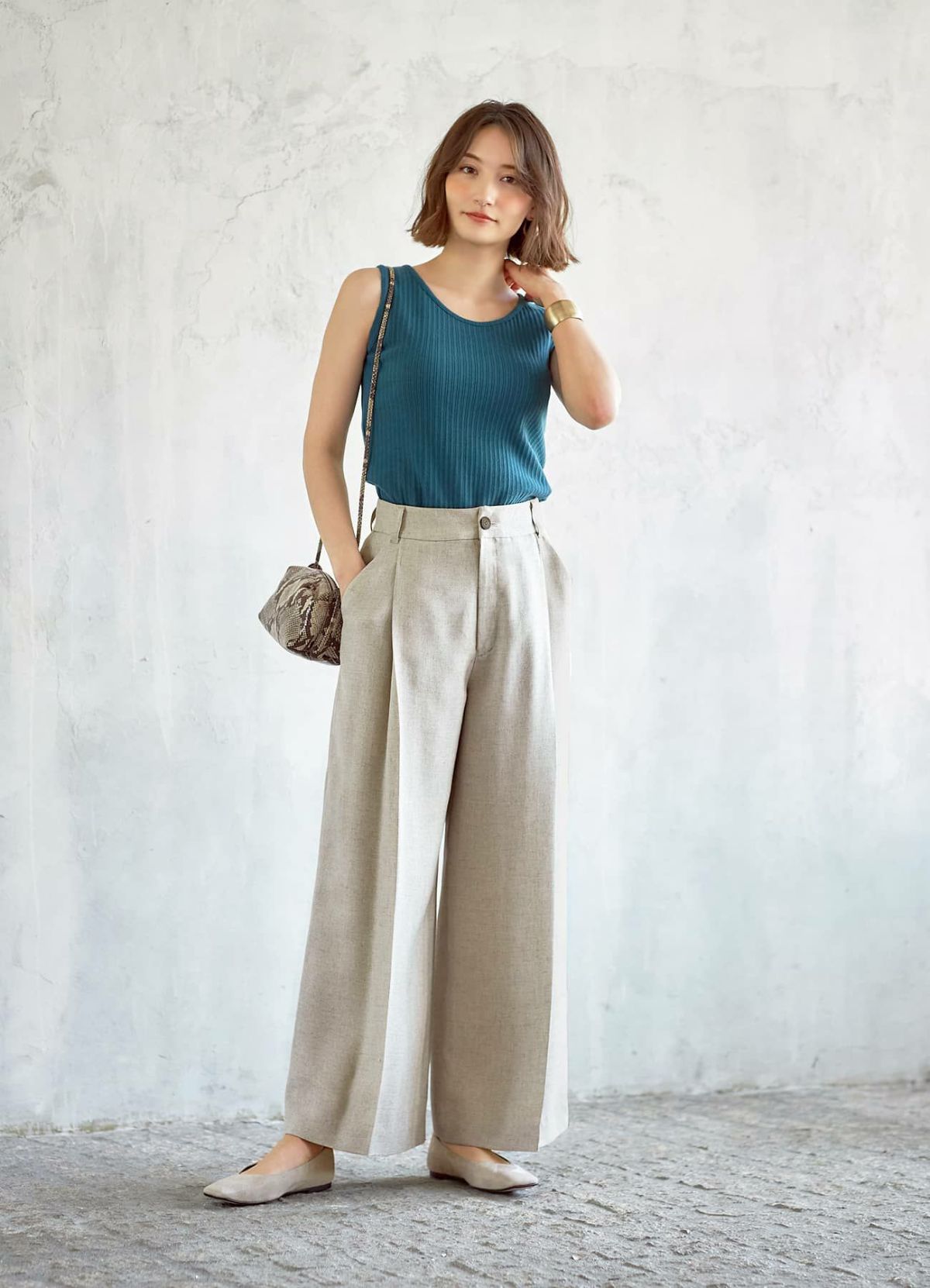 【Made in JAPAN】スクエアトゥフラットパンプス／スエードLBG