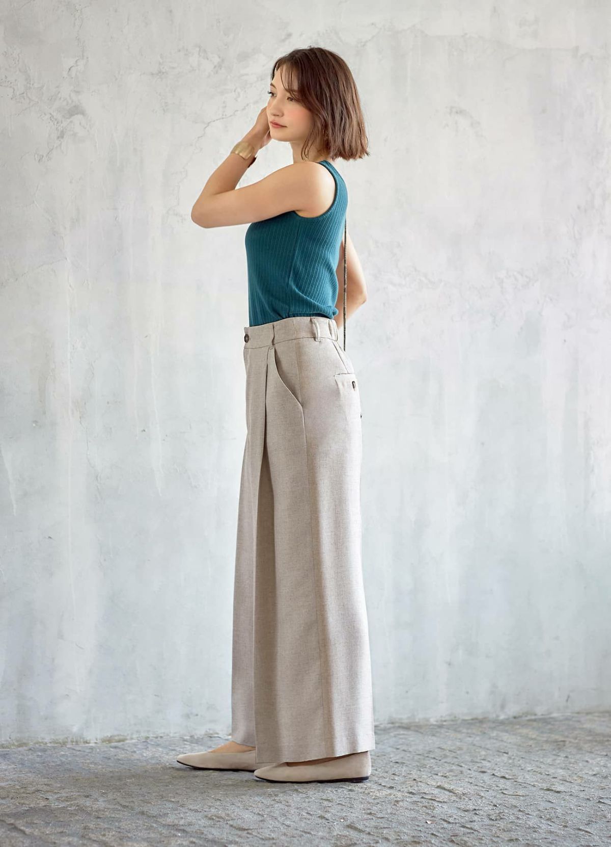 着用イメージ 165cm ライトベージュ