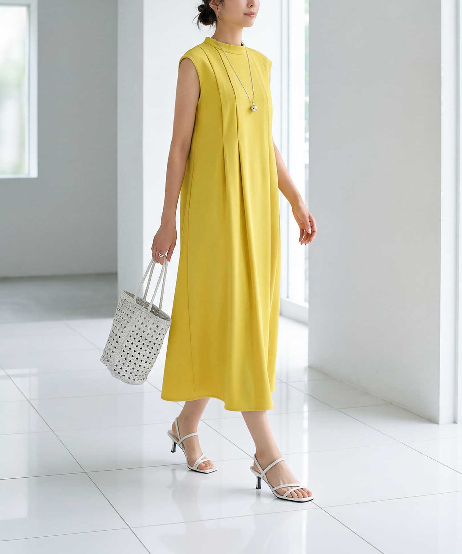 【LUXE】とばし留めタックワンピース【OUTLET】