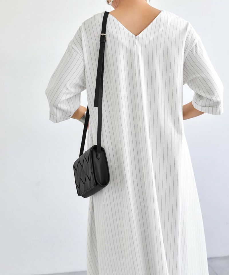 OUTLET】ピンストライプ柄ポケットワンピース | おしゃれな大人