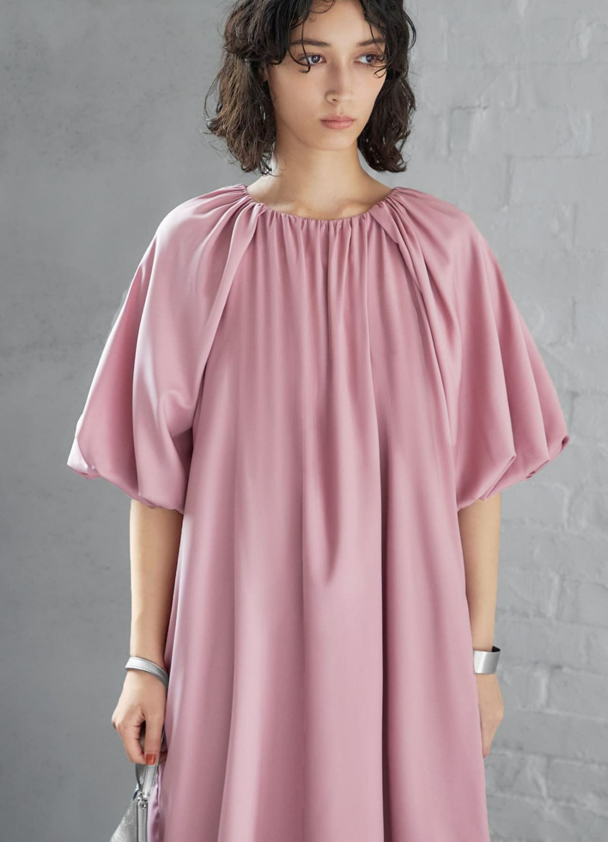 【LUXE】ボレロ風ギャザースリーブワンピースA