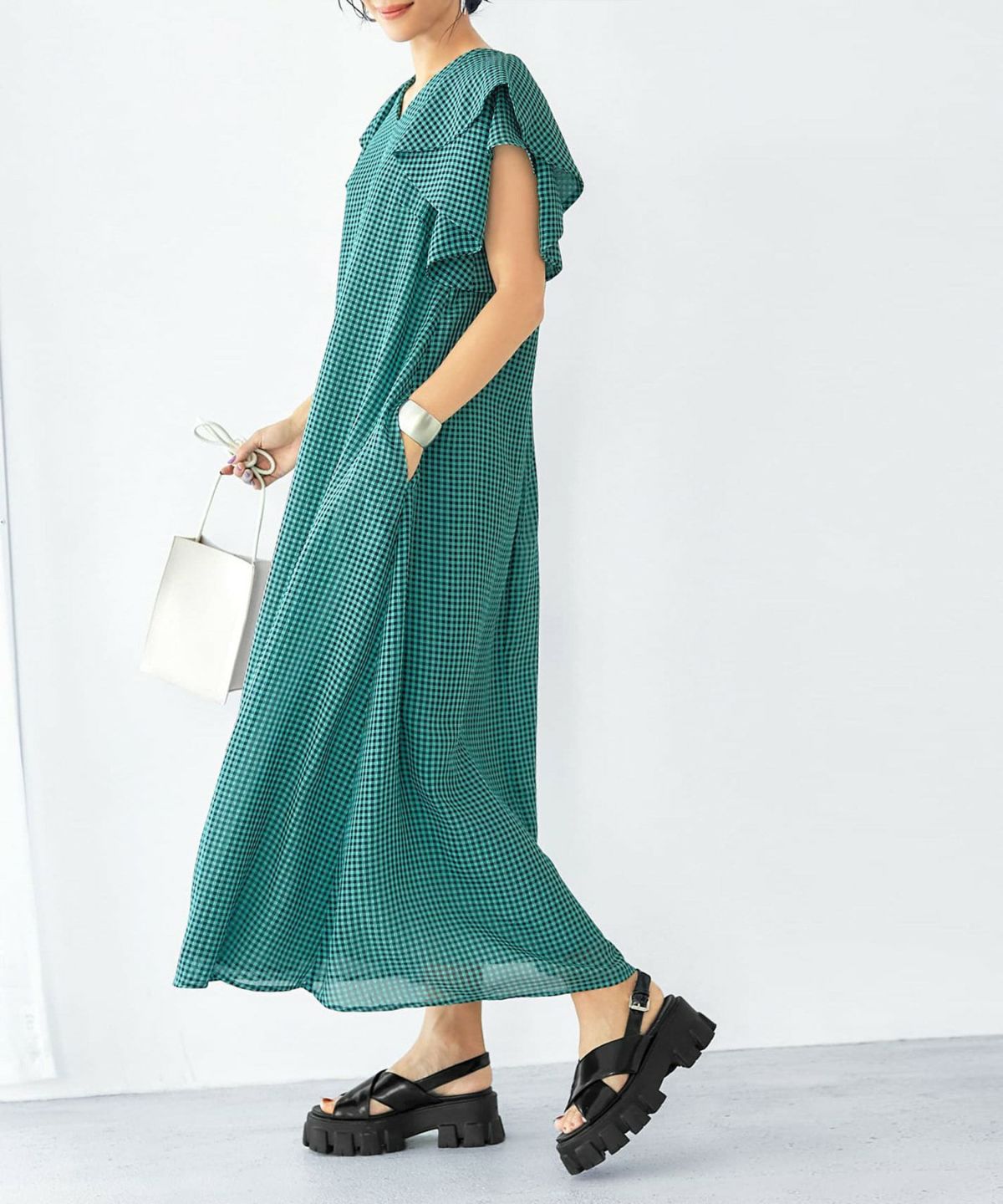 着用イメージ 166cm 着用サイズ 02 グリーン