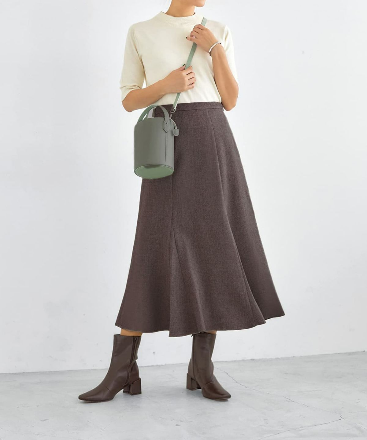 着用イメージ 166cm 　S ダークブラウン