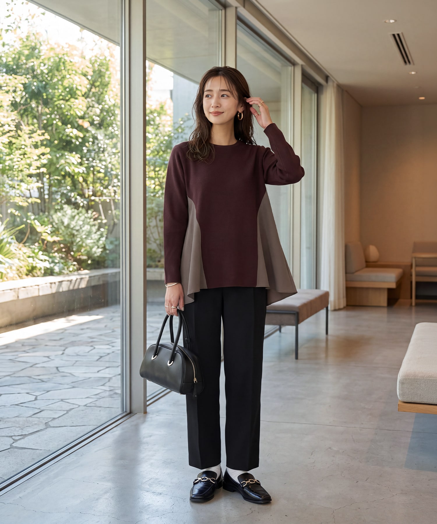 着用イメージ 167cm ダークブラウン