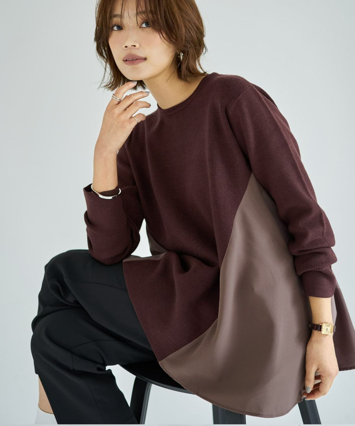 着用イメージ 167cm ダークブラウン