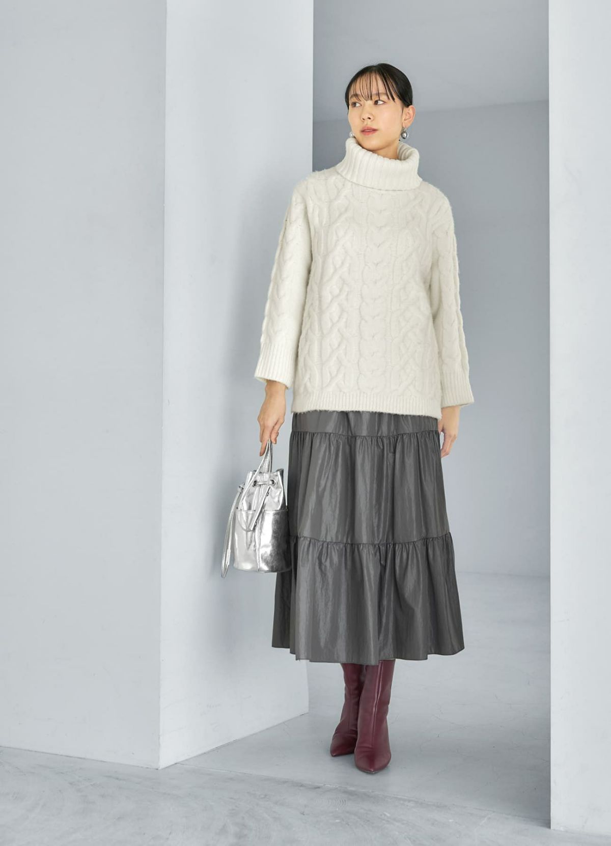 着用イメージ 168cm アイボリー