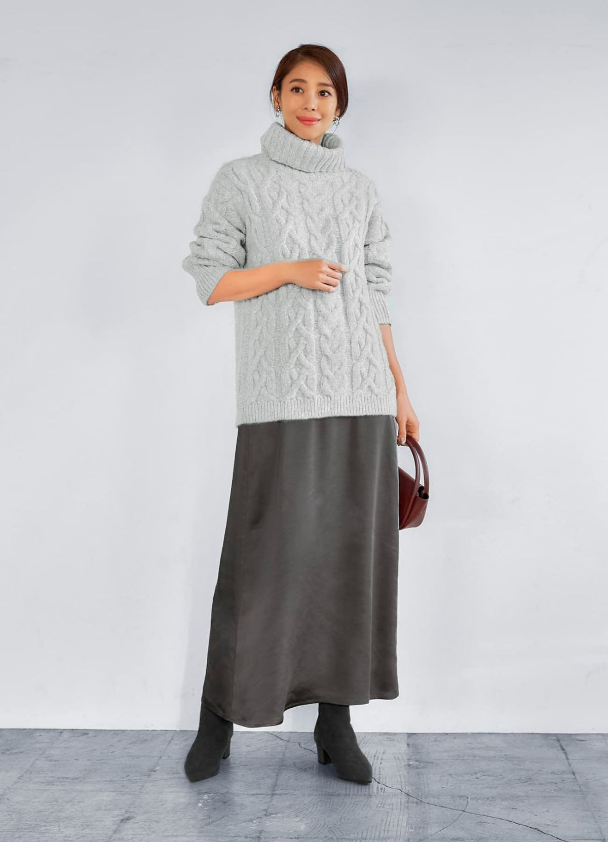 着用イメージ 166cm ライトグレー