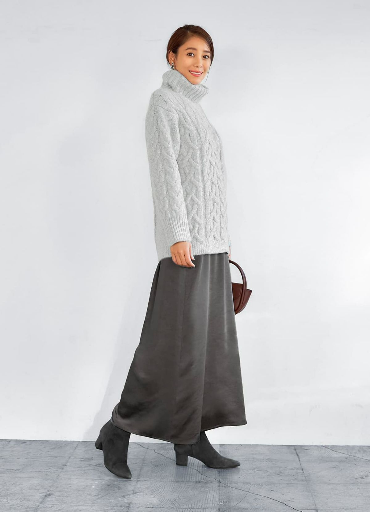 着用イメージ 166cm ライトグレー