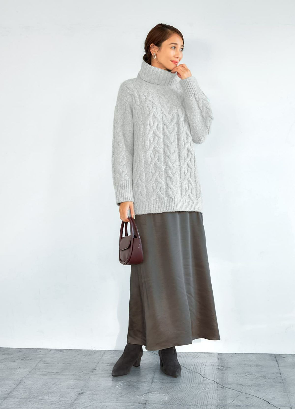 着用イメージ 166cm ライトグレー